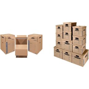Bankers Box 3 Pack Large Wardrobe Moving Boxes with Handles, 24 x 24 x 40 Inches