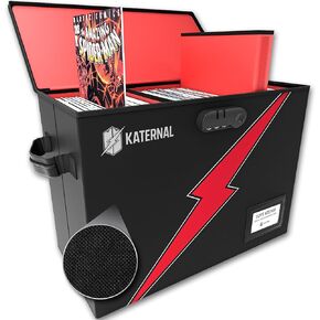 Short Comic Book Storage Box – Stackable & Collapsible Short Comic Box Storage for Books – Dividers Keep Comic Book Box Organized - Comic Storage Box Fits Up to 175 Comics (1 Pack, Red)