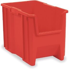 Akro-Mils 13014 Stak-N-Store Heavy Duty Stackable Open Front Plastic Storage Container Bin, (17-1/2-Inch x 11-Inch x 12-1/2-Inch), Blue, (4-Pack)