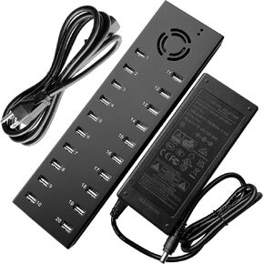 UHPPOTE Industrial Grade 20 Port USB2.0 Hub Charger Data Sync and Charging Station