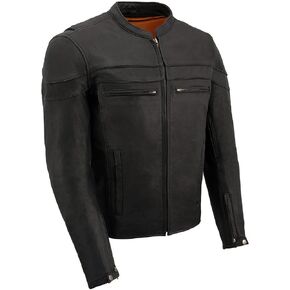 Milwaukee Leather MLM1525 Men's ‘Crossover’ Black Leather Lightweight MC Jacket