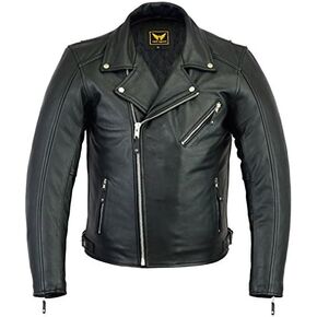 A&H Apparel Mens Leather Motorcycle Jacket Genuine Cowhide Zip Out Lining Jacket (Small)