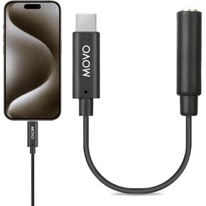 Movo Female 3.5mm TRRS Microphone Adapter Cable to USB-C Connector Dongle Compatible with Apple iPhone 15 and up, iPad Smartphones and Tablets - Optimized for Microphones/Pro Audio