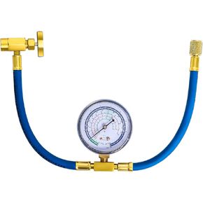 R134a Refrigerant Charging Hose to Refrigerator, AC Recharge Hose, Can Tap with Gauge - R134a Can to R-12/R-22 port