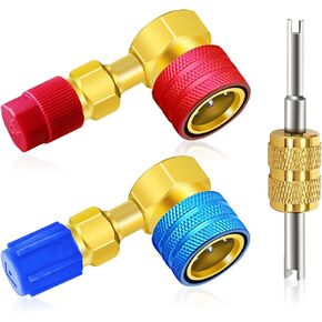 R1234yf to R134a Aadapter, 90 Degrees R134a to R1234yf Adapters, High/Low Pressure Side R1234yf Quick Couplers kit, R1234yf to R134a Conversion Adapters, for Auto Air Conditioning Systems Recharging