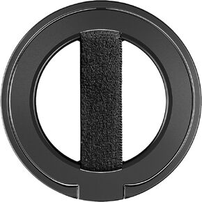 EWA MagOne Ultra Phone Grip Stand with Replaceable Elastic Finger Loop, Removable Magnetic Ring Holder Kickstand Loop, Double-Sided Magnetic Accessories for iPhone 15, 14, 13 Pro/Max/Plus-Black