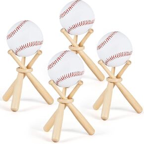Maitys Baseball Stand Baseball Holders for Display Balls Wooden Baseball Bat Display Stand Holder Display Baseball Centerpieces for Tables for Kids and Sports Lover