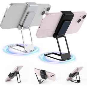 New Upgraded Back Clip Type 360 Folding Bracket,Travel Cell Phone Stand,Fully Adjustable Foldable Desktop Phone Holder Cradle Dock Compatible with iPhone 15 14 13 Pro Max,All Phones