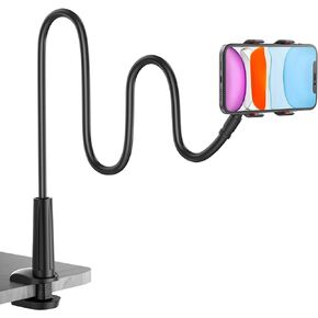 Gooseneck Phone Holder for Bed, Flexible Lazy Arm Mount 360 Adjustable Mobile Phone Clamp Bracket Stand Desk for iPhone 12 Mini Pro, 13, 11 Pro Xs Max XR X 8 7 6 Plus, Samsung S20 S10 S9, Smartphones