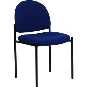 Flash Furniture Tania Comfort Vinyl Upholstered Stackable Side Reception Chair with Padded Seat, Modern Stackable Chair for Living Room/Office, Black