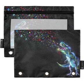 Binder Pouches,Pink Blue Marble Pencil Pouch for 3 Ring Binder 2 Pack Clear Pencil Bag with Zipper for Office School Supplies