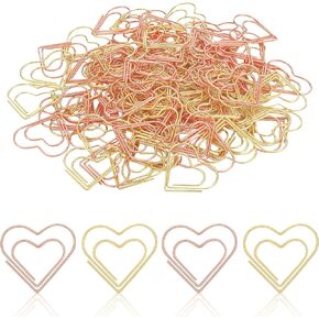100 Pieces Paper Clips, Gold and Rose Gold Color Paper Clips Metal Journaling Paper Clamps Office Paperclips with Clear Plastic Box for Paper Document Note Sorting and Organizing (Cross)