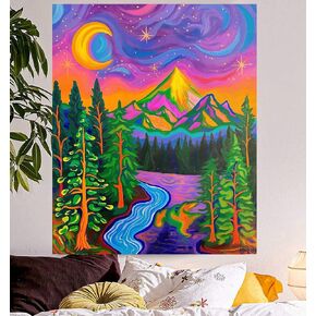 BJYHIYH Mountain Tree Tapestry Wall Hanging Forest Tapestry Extra Large Nature Tapestries for Bedroom Living Room Dorm Decor(90.6"×59.1")