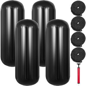 Mophorn Boat Fenders ，Ribbed Twin Eyes ，Pack of 4 and Pump to Inflate