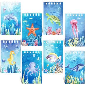 Nezyo 24 Pcs Mini Ocean Animals Notebooks Under the Sea Party Favor Set Sea Animal Pocket Notepads Underwater World Memo Books for Kids Classroom Rewards Birthday Party Gifts Favor