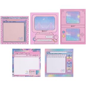 KOOBOOK Kawaii Planner Notebook Cute Memo Pads with Computer Game Shape Design Kawaii Office Supplies,5 Styles,50 Sheets/Pad