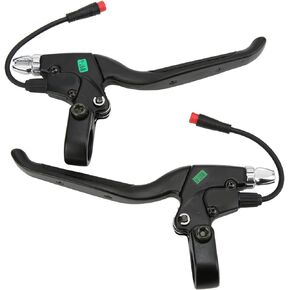 Electric Scooter Left Right Brake Lever, 1Pair Aluminum Alloy Electric Scooter Brake Lever Left Right Brake Handle with 2pin Waterproof Connector Replacement for 2 Wheel Electric Scooter