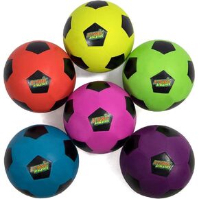 Atomic Athletics Neon Rubber Playground Balls - 6 Pack of Youth Size, Includes Pump & Storage Bag