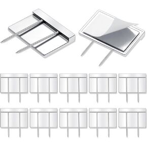 Amylove 10 Pcs Silver Cubicle Pins Partition Long Push Pins Fabric Clips Cubicle Name Plate Holders for Office Furniture Corkboard Fabric Mounting
