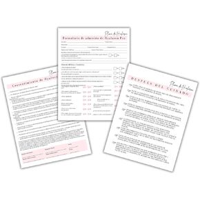 Spanish Hyaluron Pen Intake, Consent, Aftercare Forms 75 pk, 25 of Each 8.5 x 11" Hyaluronic Needless Lip Filler Client Signature Pack Forms in Spanish