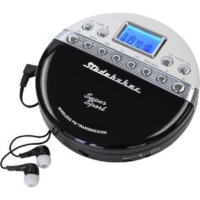 Studebaker SB3705BW Super Sport Portable CD Player Plays CDs wirelessly Through car Radio Includes FM Stereo Radio and Color Coordinated Stereo Earbuds