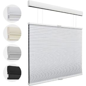 MiLin Cordless Top Down Bottom Up Cordless Cellular Shades Color-Matched Cellular Shades Cellular Blinds for Windows Honeycomb Design Blinds & Shades (Light Filtering White, 46" W x 48" H)