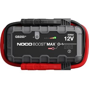 NOCO Boost Max GB250 5250 Amp 12 فولت صندوق تشغيل القفز الليثيوم المحمول فائق الأمان، وحزمة تعزيز البطارية، وكابلات التوصيل التجارية لمحركات البنزين والديزل حتى 16 لترًا