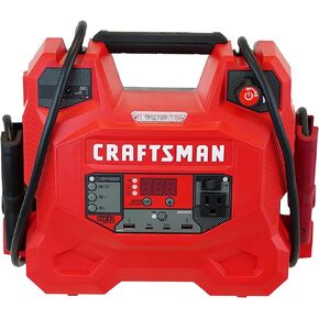 CRAFTSMAN CMXCESM256 1200 Peak Amp Jump Starter ومحطة طاقة محمولة - منفذ تيار مستمر 12 فولت، مخرج تيار متردد 110 فولت، ومحور USB ذو 4 منافذ - منافذ USB محسنة لأجهزة Apple وAndroid