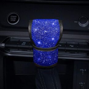 Plush Auto Gear Shift Knob Cover with Crystal Glitter Bling Rhinestones for Girls,Lady Universal Fit (Bling) (White)