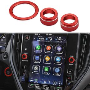 Auovo Volume Knob Cover Compatible with Subaru Crosstrek Impreza Accessories 2024 2025 for 20-24 Legacy Outback 22-23 WRX 24 Ascent Radio Knob Cover Engine Start Stop Button Outer Ring (3pcs, Orange)