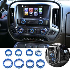 Thor-Ind AC Audio Knob Cover Compatible with Chevrolet Chevy Suburban Tahoe GMC Acadia Yukon Terrain Dash Auto Climate Control Volume Turn Signal 4WD Light Switch Knob Button Cover Trim Ring (Black)