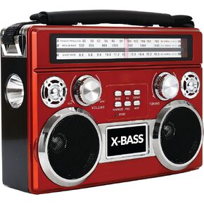Supersonic SC-1097BT Portable 3 Band Radio with Bluetooth and Flashlight, M/FM/SW Receiver with MP3 Playback, High Sensitivity, Telescopic Antenna and Long-Lasting Battery
