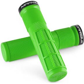MARQUE Race Mountain Bike Handlebar Grips – Single Lock-On Ring Collar MTB and BMX Bicycle Handle Bar with Non-Slip Grip, Knurly Gritty Pattern and Half Waffle Pattern