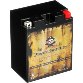 Pirate Battery YTX14AHL-BS Maintenance Free Replacement Battery for ATV, Motorcycle, Personal Watercraft, Scooter, and Snowmobile: 12 Volts, 1.2 Amps, 12Ah, Nut and Bolt (T3) Terminal