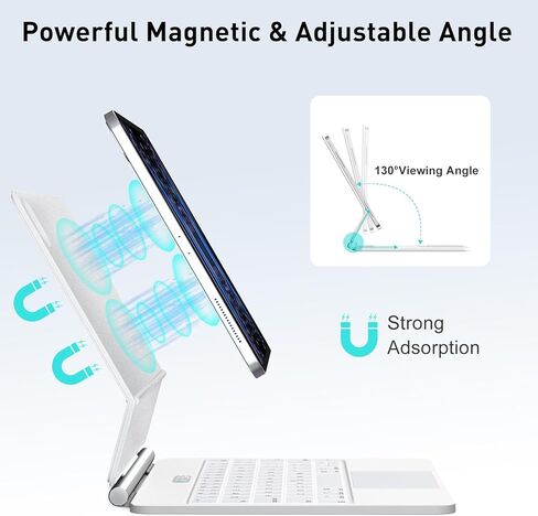 حافظة لوحة المفاتيح السحرية لجهاز iPad Pro مقاس 11 بوصة الجيل الرابع/الثالث/الثاني/الأول، لوحة مفاتيح عائمة مغناطيسية لجهاز iPad Air الجيل الخامس/Air الجيل الرابع 10.9 بوصة، لوحة تتبع متعددة اللمس وحامل أقلام، إضاءة خلفية لاسلكية BT - أسود in Kuwait