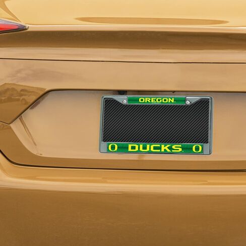 Rico Industries NCAA Bling Chrome License Plate Frame with Glitter Accent, Oregon Ducks 6 x 12.25-" in Saudi Arabia