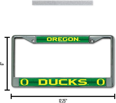 Rico Industries NCAA Bling Chrome License Plate Frame with Glitter Accent, Oregon Ducks 6 x 12.25-" in Saudi Arabia