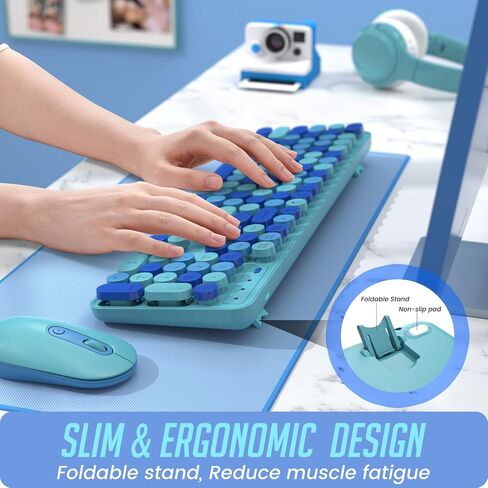 Wireless Keyboard and Mouse, Full-Sized Typewriter Keyboard Silent, Creamy in Saudi Arabia
