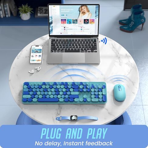 Wireless Keyboard and Mouse, Full-Sized Typewriter Keyboard Silent, Creamy in Saudi Arabia