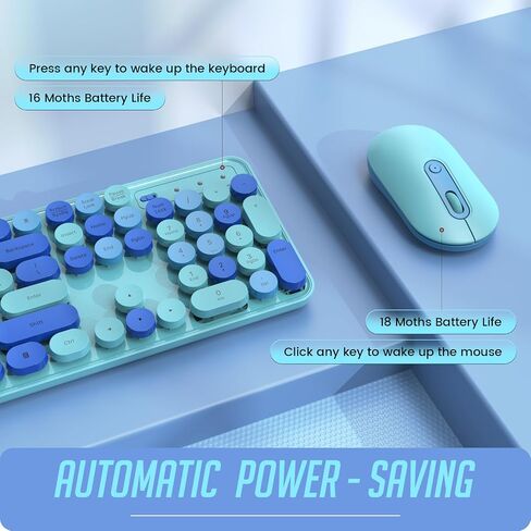 Wireless Keyboard and Mouse, Full-Sized Typewriter Keyboard Silent, Creamy in Saudi Arabia