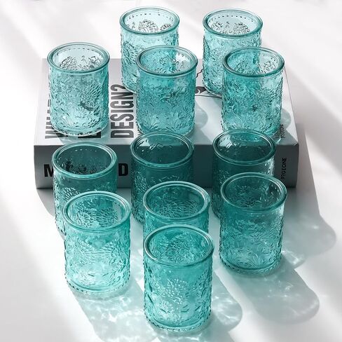 حاملات شموع زجاجية كهرمانية 24 قطعة من حاملات شموع Tealight مع باقة منقوشة لحفلات الزفاف في الخريف، وديكور قطعة مركزية لطاولة حفلات أعياد الميلاد in Kuwait