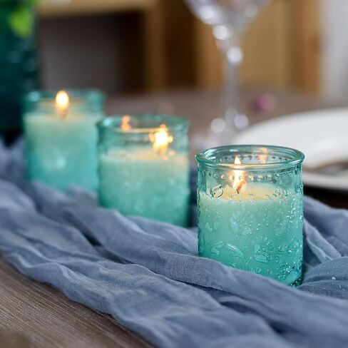 حاملات شموع زجاجية كهرمانية 24 قطعة من حاملات شموع Tealight مع باقة منقوشة لحفلات الزفاف في الخريف، وديكور قطعة مركزية لطاولة حفلات أعياد الميلاد in Kuwait