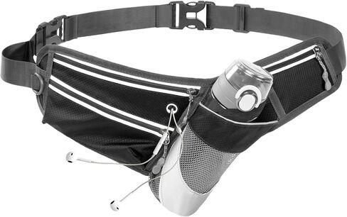 حقيبة فيوريتو فاني مع حامل زجاجة مياه وحقيبة كروس مع حزام تمديد وحزام الجري وحزام الخصر المرطب للمشي والجري والمشي لمسافات طويلة باللون الأسود in Kuwait