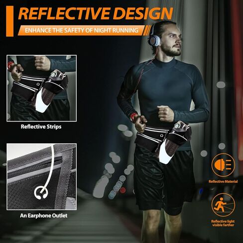 حقيبة فيوريتو فاني مع حامل زجاجة مياه وحقيبة كروس مع حزام تمديد وحزام الجري وحزام الخصر المرطب للمشي والجري والمشي لمسافات طويلة باللون الأسود in Kuwait