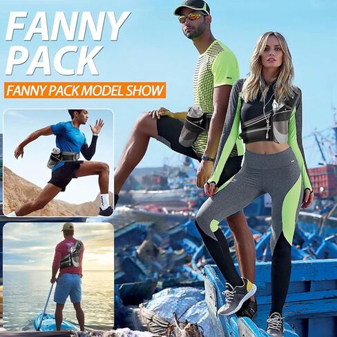 حقيبة فيوريتو فاني مع حامل زجاجة مياه وحقيبة كروس مع حزام تمديد وحزام الجري وحزام الخصر المرطب للمشي والجري والمشي لمسافات طويلة باللون الأسود in Kuwait