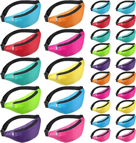 30 Pieces Neon Fanny Pack Bulk Waist Pack for Women Men Kids Adjustable Waist Bag Exercising Hiking Running Waist Pack for Festival Travel Party Outdoor Activities, 10 Colors in Saudi Arabia