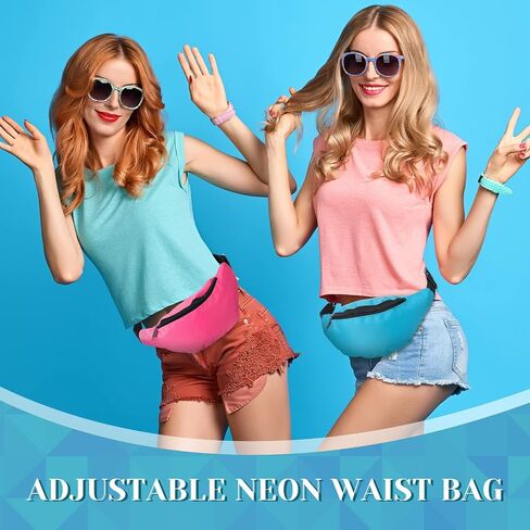 30 Pieces Neon Fanny Pack Bulk Waist Pack for Women Men Kids Adjustable Waist Bag Exercising Hiking Running Waist Pack for Festival Travel Party Outdoor Activities, 10 Colors in Saudi Arabia