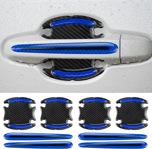 8pcs Car Door Handle Protector Blue Car Door Handle Sticker Cover Reflective Car Door Handle Protective Films Car Door Handle Scratch Protective Shields in Kuwait
