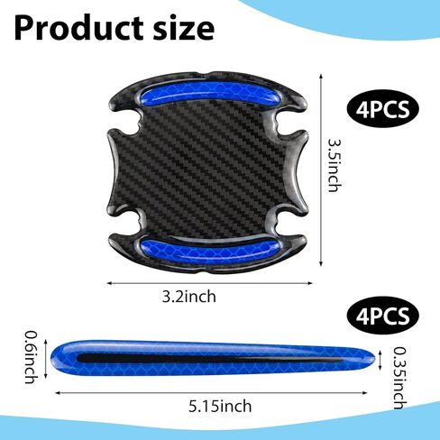 8pcs Car Door Handle Protector Blue Car Door Handle Sticker Cover Reflective Car Door Handle Protective Films Car Door Handle Scratch Protective Shields in Kuwait