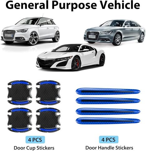 8pcs Car Door Handle Protector Blue Car Door Handle Sticker Cover Reflective Car Door Handle Protective Films Car Door Handle Scratch Protective Shields in Kuwait